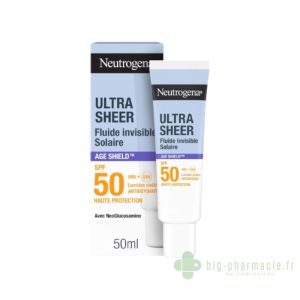 Neutrogena Ultra Sheer 50mL, fluide solaire anti âge invisible SPF50