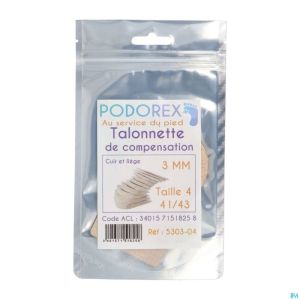 TALONNETTE PODOREX DE COMPENSATION 15mm EN LIEGE ET CUIR