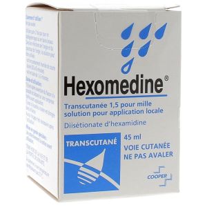 HEXOMEDINE TRANSCUTANEE 1,5 POUR MILLE, solution pour application locale
