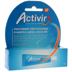 Activir 5% boutons de fièvre Crème tube 2g