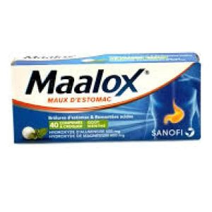 MAALOX MAUX D'ESTOMAC SANS SUCRE 40 comprimés à croquer Menthe