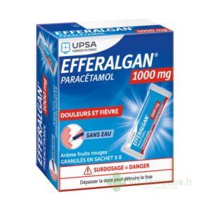 Efferalgan 1000Mg fruits rouges 10 sachets orodispersibles