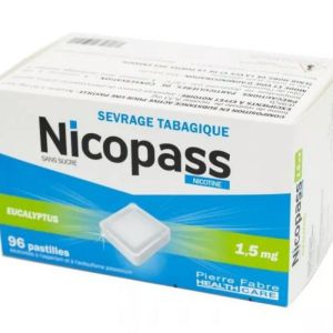 NICOPASS 1,5 mg SANS SUCRE EUCALYPTUS, 96 pastilles