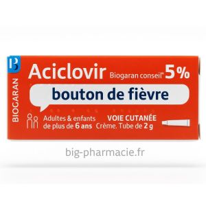 Aciclovir 5% Biogaran, crème pour les boutons de fièvres
