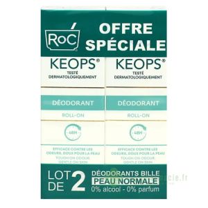 KEOPS Déodorant à Bille 48H - Peaux Normales, 2x30ml