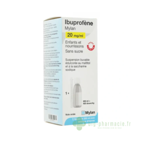 Ibuprofene 20mg/ml Mylan suspension buvable 200ml