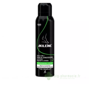 Akileine spray déodorants 3 en 1, pieds et chaussures 150mL