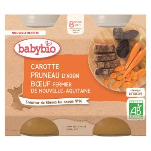 BABYBIO pot Carotte Pruneau d'Agen Boeuf Fermier 2x200g