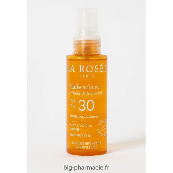 La Rosée, huile solaire SPF30 à l'huile d'abricot 150mL