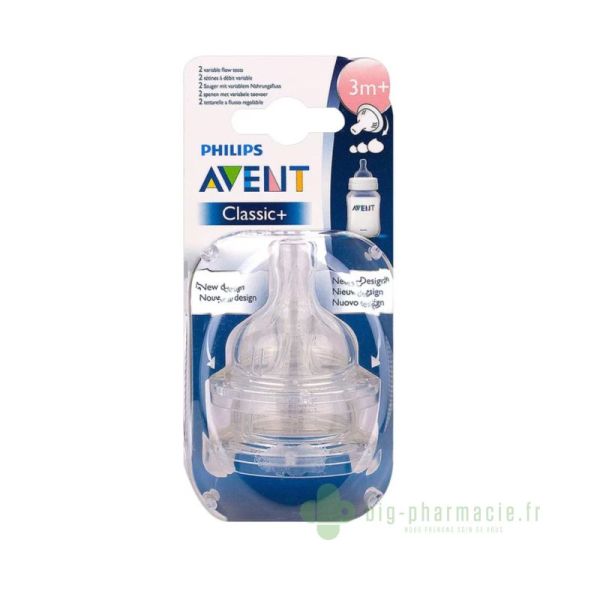 Avent Tetines Debit Variable x2 3m+
