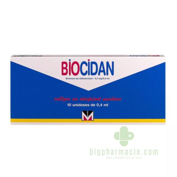 Biocidan 0,25p/mille, collyre 10 Unidoses