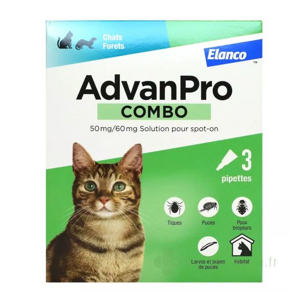 Advanpro Combo puces tiques pour chats furets 3 pipettes répulsives
