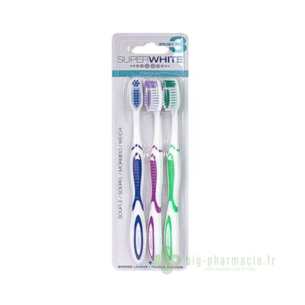 Brosse à dents souple Superwhite, lot de 3