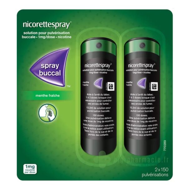 Nicorettespray Menthe Verte 1mg/dose 2 flacons