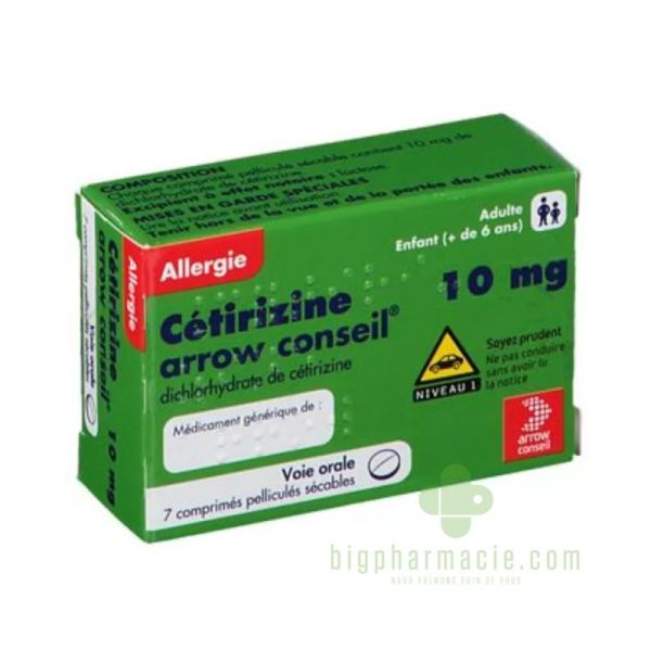 Cetirizine 10mg 7 Comprims Arrow Conseil