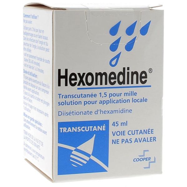 HEXOMEDINE TRANSCUTANEE 1,5 POUR MILLE, solution pour application locale