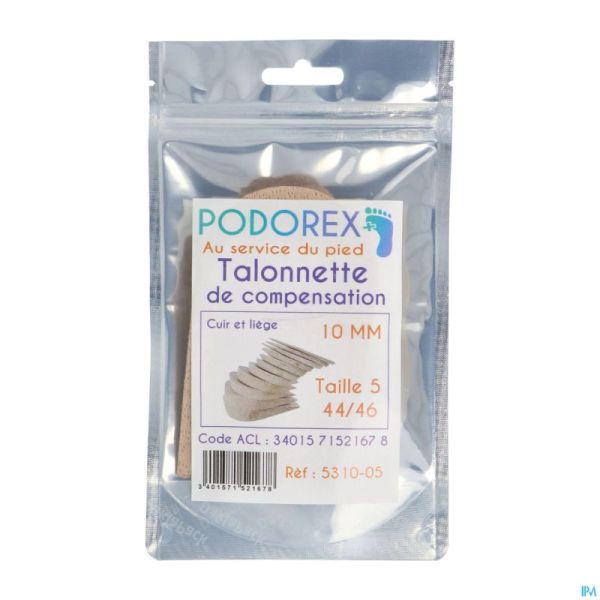 TALONNETTE PODOREX DE COMPENSATION 15mm EN LIEGE ET CUIR