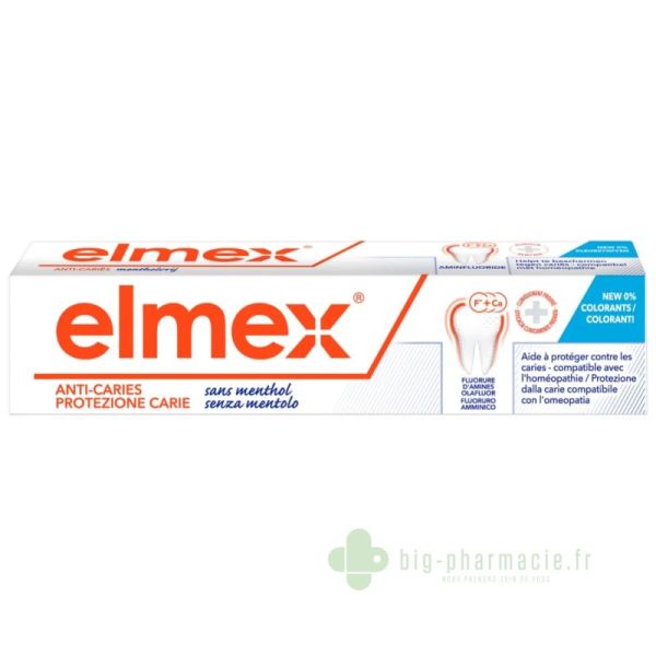 ELMEX ANTI-CARIES - Dentifrice Protection Caries Sans Menthol, 75ml