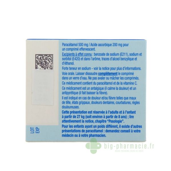 EFFERALGAN VITAMINE C 500 mg/200 mg  comprimé effervescent