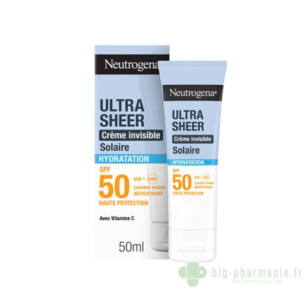 Neutrogena Ultra Sheer 50mL, crème solaire hydratation invisible SPF50