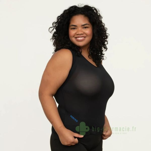 Percko T-Shirt redresseur femme noir col V