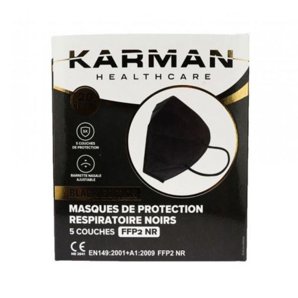 Masque filtrant FFP2 Noir Karman Healthcare Boîte de 20