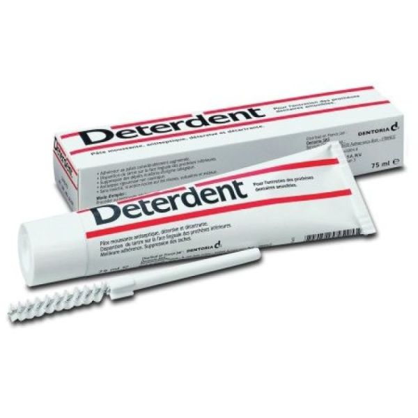 DETERDENT 75ml Pâte Moussante, Antiseptique, Détersive et Détartrante - Prothèses Dentaires