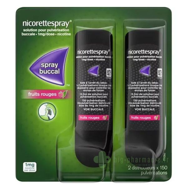 Nicorettespray fruits rouges 1mg/dose 2 flacons