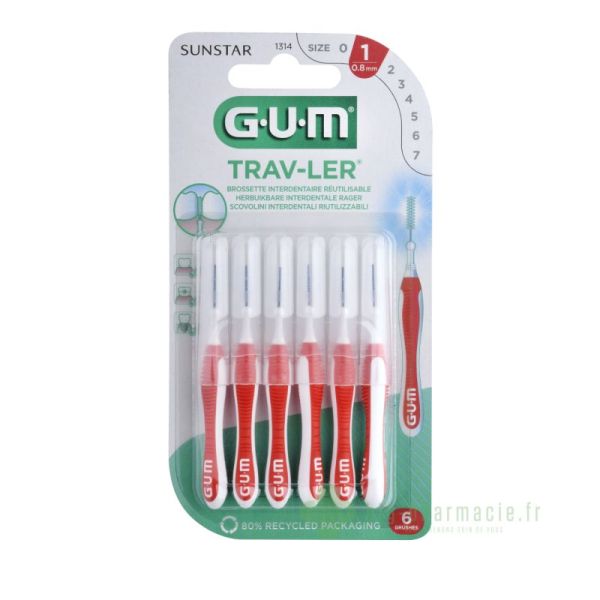 Gum Trav-ler Brossettes 1314, iso 1, lot de 6