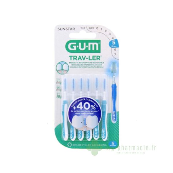 Gum Trav-Ler Brossette 1614, iso 5, lot de 6