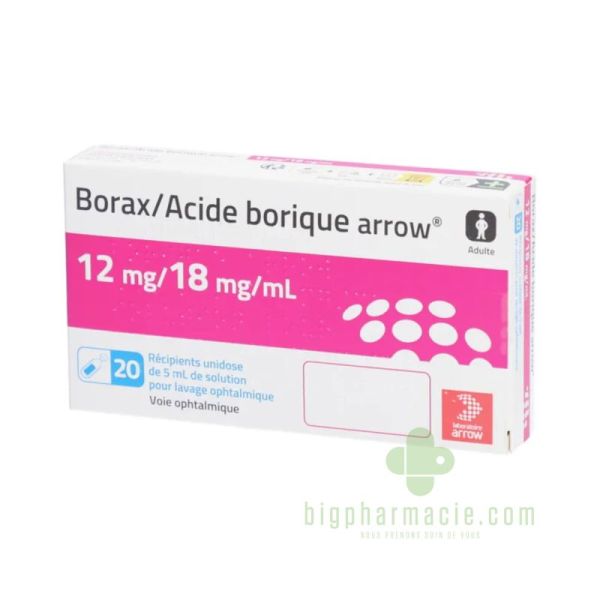 Borax/acide Borique arrow lavage ophtalmique 20 unidoses