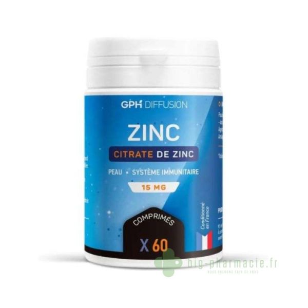 Citrate de Zinc 15mg 60 comprimés GPH