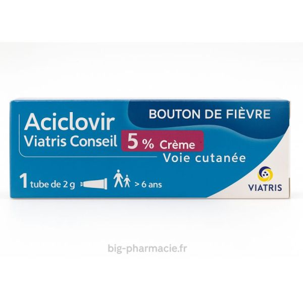 Aciclovir 5% viatris, crème pour bouton de fièvre