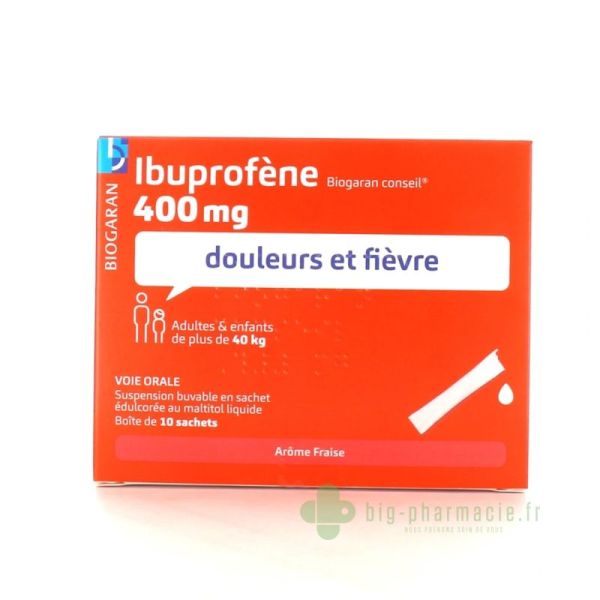 Ibuprofene Biogaran 400mg sachets x10