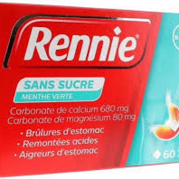 Rennie Sans Sucre Comprimés à Croquer Boite x 60