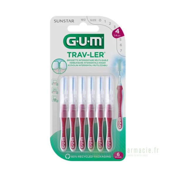 Gum Trav-ler brossettes 1612, iso 4, lot de 6