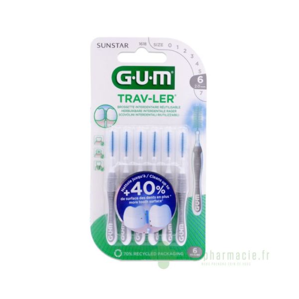 Gum Travler Brossettes 1618, iso 6, lot de 6