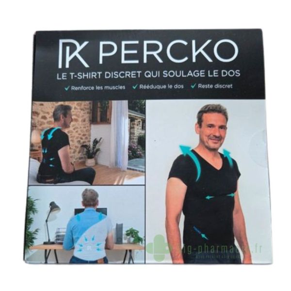 PERCKO T-shirt discret pour redresser le dos homme Noir col V