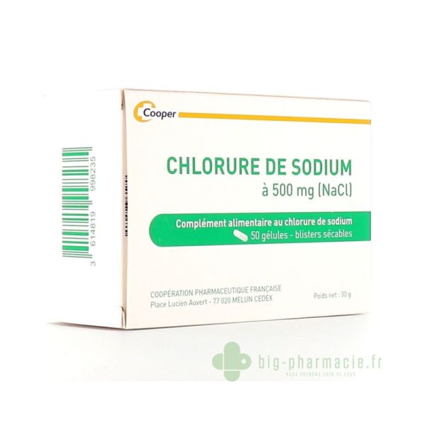 chlorure de sodium 500mg 50 gélules cooper