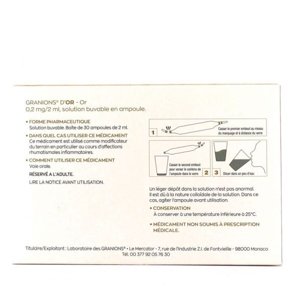 GRANIONS D'OR 0,2 mg/2 ml solution buvable 30 ampoules