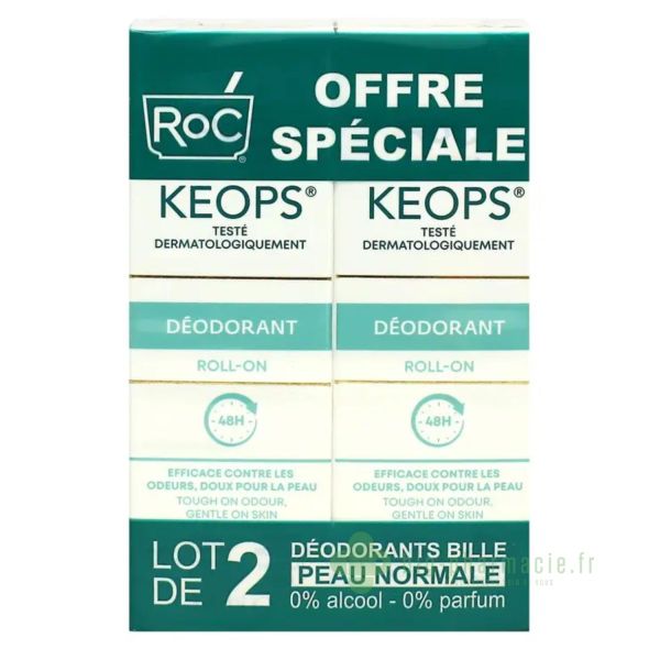 KEOPS Déodorant à Bille 48H - Peaux Normales, 2x30ml